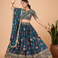 Rajwada Women Teal Printed And Embroidered Semi Stitched Lehenga With  Unstitched Blouse
