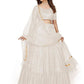 Rajwada Women Designer White Georgette Semi Stitched Lehenga With Unstitched Blouse