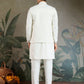 Rajwada White Silk Blend Embroidered Stitched Kurta Set For Men