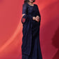 Rajwada Blue Embellished Georgette Saree With Unstitched Blouse For Women
