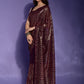 Rajwada Wine Embellished Georgette Saree With Unstitched Blouse For Women