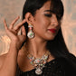 Rajwada White And Gold Stone Studded V-Shape Necklace Set For Women