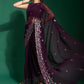 Rajwada Wine Embellished Georgette Saree With Unstitched Blouse For Women