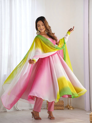 Rajwada Multicolour Georgette Printed Stitched Kurta Set For Women