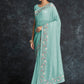 Rajwada Blue Embroidered Georgette Saree With Unstitched Blouse For Women