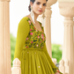 Rajwada Women Designer Olive Georgette Semi Stitched Gown