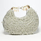 Rajwada Silver Suede Cutdana Embellished Clutch For Women