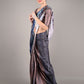 Dark Grey Soft Crepe Digital Print Saree With Unstitched Blouse