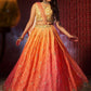 Rajwada Orange Organza Embroidered Semi-Stitched Lehenga For Women