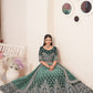 Rajwada Green Crepe Embroidered Semi Stitched Lehenga With Unstitched Blouse for Women