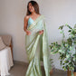 Rajwada Green Georgette Embroidered Saree With Unstitched Blouse For Women