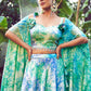 Rajwada - Sea Green and Blue Stitched Lehenga