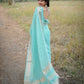 Rajwada Sky Blue Silk Blend Woven Saree For Women