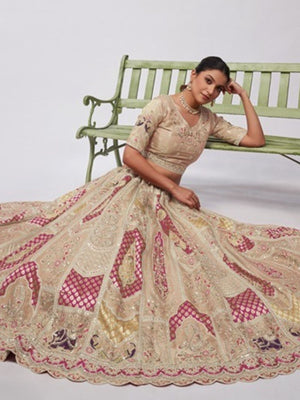 Rajwada Gold Organza Embellished Semi-Stitched Lehenga With Unstitched Blouse For Women