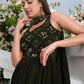 Rajwada Women Stylish Embroidered Olive Georgette Semi Stitched Gown