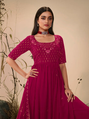 Rajwada Women Classy Pink Georgette Stitched Salwar Suit
