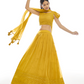 Rajwada Mustard Embroidered Georgette Semi Stitched Lehenga With Unstitched Blouse For Women