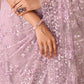 Rajwada Purple Net Embroidered Saree With Unstitched Blouse For Women