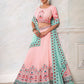 Rajwada Pink Georgette Embroidered Semi Stitched Lehenga With Unstitched Blouse for Women