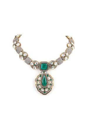 Rajwada White And Green Alloy Jewellery Set For Women