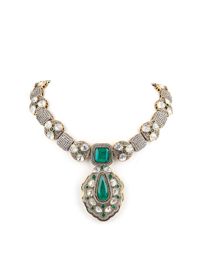 Rajwada White And Green Alloy Jewellery Set For Women