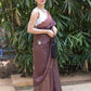 Rajwada Brown Beads Embroidered Khadi Organza Saree with Unstitched Blouse for Women