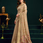 Rajwada Beige Cotton Blend Printed Saree For Women