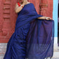 Rajwada Royal Blue Cotton  Saree  With Unstitched Blouse for Women