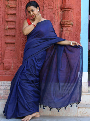 Rajwada Royal Blue Cotton  Saree  With Unstitched Blouse for Women