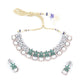 Rajwada White and Green Gemstone Embellished Necklace Set for Women