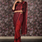 Rajwada Maroon Sequins Embroidered Ready-to-Wear Lycra Saree with Stitched Blouse for Women