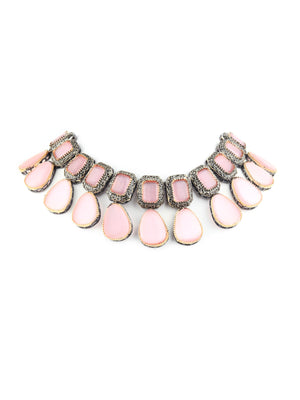 Rajwada Women Pink Choker Jewellery Set