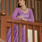 Rajwada Women Purple Georgette Semi Stitched Lehenga With Unstitched Blouse