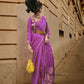 Rajwada Pink Satin Woven Saree With Unstitched Blouse For Women