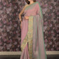 Rajwada Green and Pink Double Shaded Embroidered Crepe Saree with Unstitched Blouse for Women