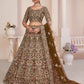Rajwada Brown Organza Net Embroidered Semi Stitched Lehenga With Unstitched Blouse for Women