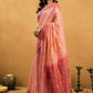 Rajwada Light Peach Cotton Blend Solid Saree For Women