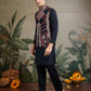 Rajwada Black Viscose Silk Embroidered Stitched Kurta For Men
