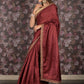 Rajwada Maroon Embroidered Silk Blend Saree with Unstitched Blouse for Women
