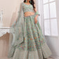 Rajwada Green Organza Blend Embroidered Semi Stitched Lehenga With Unstitched Blouse for Women