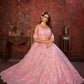 Rajwada Pink Net Embellished Semi Stitched Lehenga With Unstitched Blouse for Women