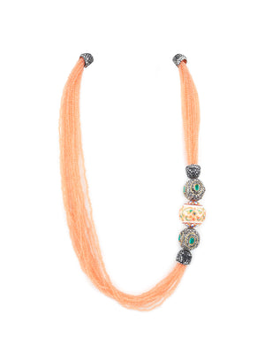 Rajwada Peach And White Alloy Jewellery Set For Women