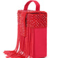 Rajwada Women Red Beaded Clutch Bag With Tassels