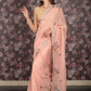 Rajwada Peach Pearls Embroidered Polyester Silk Saree with Unstitched Blouse for Women