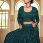 Rajwada Women Dark Green Embroidered Georgette Semi Stitched Lehenga With Unstitched Blouse