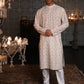 Rajwada Peach Embroidered Cotton Traditional Kurta Set For Men
