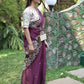 Rajwada Purple Embroidered Satin Georgette Saree with Unstitched Blouse for Women