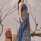 Rajwada Blue Linen Cotton Printed Saree For Women