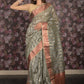 Rajwada Grey Silk Blend Woven Saree with Unstitched Blouse for Women