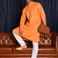 Rajwada Mustard Solid Cotton Polyester Kurta Set For Men